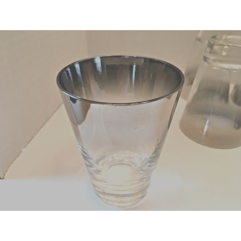 Vintage Silver Fade  Mercury Double Shot Glasses  (9)  Pretty, Party, RARE 3 1/2